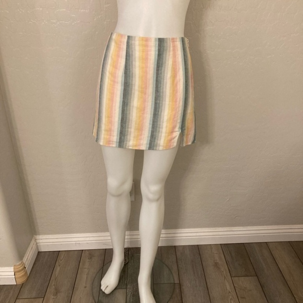 Show Me Your Mumu Womens Skirt Medium Striped Cotton Linen Hidden Small